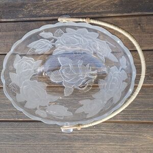 Crystal rose pattern fruit bowl